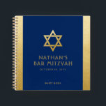 Bar Mitzvah Guest Signature Book Blue und Gold Notizblock<br><div class="desc">Elegantes modernes Blue und Gold Klassik erschwinglich und lässig personalisierte Bar mitzvah Gästebuch mit individuelle Name,  Datum und Star of David. Gold ist ein authentisch aussehender Imitat Gold Textur Effekt,  NICHT echte Goldfolie.</div>