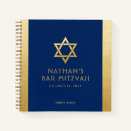 Bar Mitzvah Guest Signature Book Blue und Gold Notizblock