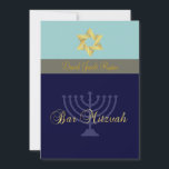 Bar Mitzvah/hell   dunkelblau Einladung<br><div class="desc">Schlichter Duo-Ton blau mit einem goldenen Stern von David nicht so auffällig wie Bat Mitzvah-Karte,  elegant subtil. Vollständig anpassbar,  ändern Sie die Hintergrundfarbe. Copyright © 2010 PixDezines.com und PixDezines auf zazzle.com</div>