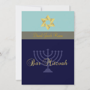 Bar Mitzvah/hell + dunkelblau Einladung