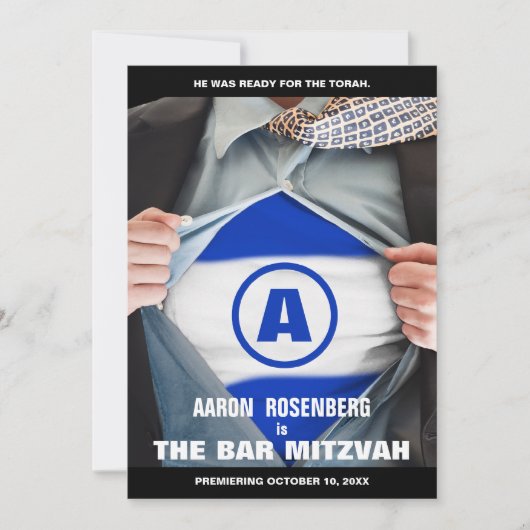 Bar Mitzvah Hero Einladung (Vorderseite)