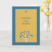 Bar Mitzvah Herzlichen Glückwunsch, Blauer Baum, G Karte (Gelbe Blume)