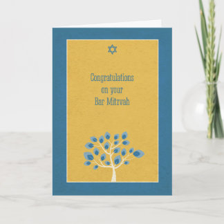 Bar Mitzvah Herzlichen Glückwunsch, Blauer Baum, G Karte