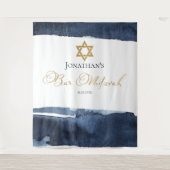Bar Mitzvah Hintergrund | Blaue Farbe Abstrakt Wandteppich (Vorderseite)