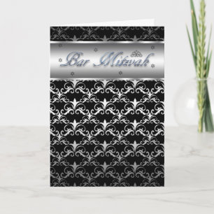 Bar Mitzvah In Blended Black and Silver Effect Karte