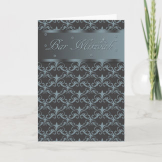 Bar Mitzvah in Schwarz und Blau/Grau Karte