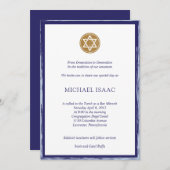 Bar Mitzvah Invasion Blue und Goldstar Einladung (Vorne/Hinten)