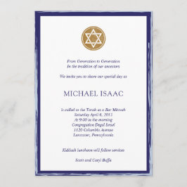 Bar Mitzvah Invasion Blue und Goldstar Einladung