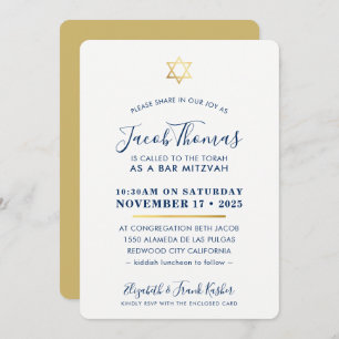 BAR MITZVAH INVITE einfache moderne Goldmedaillenb Einladung