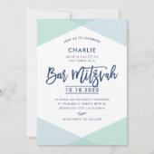 BAR MITZVAH INVITE handsignierte blaue Minze aus M Einladung (Vorderseite)