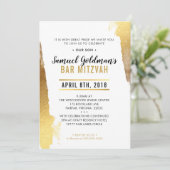 BAR MITZVAH INVITE Moderne luxuriöse Goldgrenze Einladung (Stehend Vorderseite)