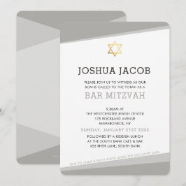 BAR MITZVAH INVITE Modernes cooles Grau Einladung