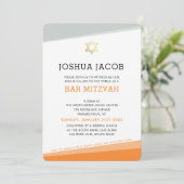 BAR MITZVAH INVITE schlicht, modern, fett orange g Einladung (Stehend Vorderseite)