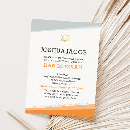 BAR MITZVAH INVITE schlicht, modern, fett orange g Einladung
