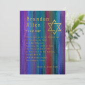 Bar Mitzvah Jewel Tone Streaks Einladung (Stehend Vorderseite)
