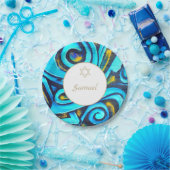 Bar Mitzvah Jewish Modern Blue Pattern Pappteller (Party)