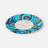 Bar Mitzvah Jewish Modern Blue Pattern Pappteller (Schrägansicht)