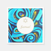 Bar Mitzvah Jewish Modern Blue Pattern Serviette (Vorderseite)