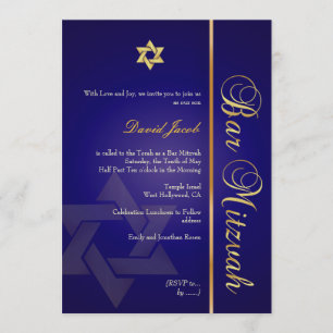 Bar Mitzvah/Königsblau/Gold Einladung