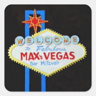 Bar Mitzvah Las Vegas personalisiert Max Quadratischer Aufkleber