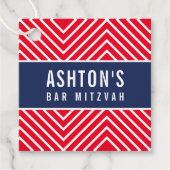BAR MITZVAH, leicht geometrisch, rot Geschenkanhänger (Vorderseite)
