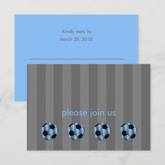 Bar Mitzvah Light Blue und Black Soccer Ball Einladung (Vorne/Hinten)