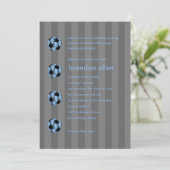 Bar Mitzvah Light Blue und Black Soccer Ball Einladung (Stehend Vorderseite)