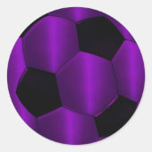 Bar Mitzvah Lila und Black Soccer Ball Runder Aufkleber (Vorderseite)