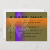 Bar Mitzvah Lila und orange in jeder Farbe Einladung (Vorderseite)