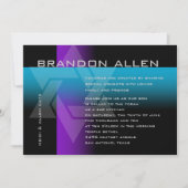 Bar Mitzvah Lila und Türkisch auf jeder Farbe Einladung (Vorderseite)