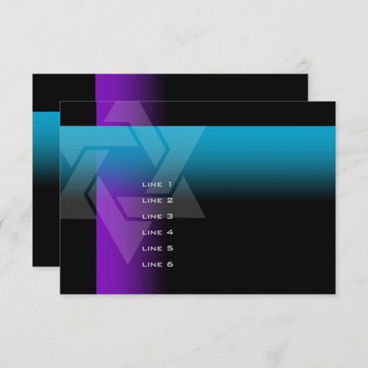 Bar Mitzvah Lila und Türkisch auf jeder Farbe Karte (Vorne/Hinten)