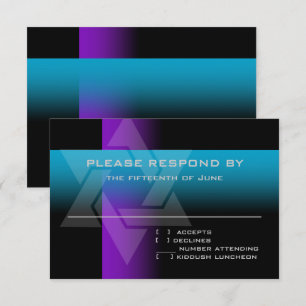 Bar Mitzvah Lila und Türkisch auf jeder Farbe RSVP Karte