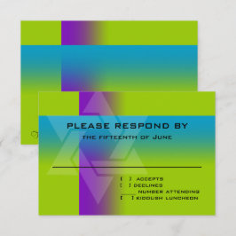 Bar Mitzvah Lila und Türkisch auf jeder Farbe RSVP Karte