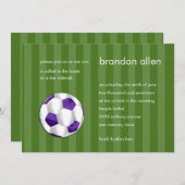 Bar Mitzvah Lila und weißer Fußballball Einladung (Vorne/Hinten)