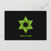 Bar Mitzvah Lime Green Black Star von David Party Einladung (Vorderseite)