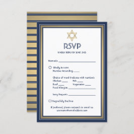 Bar Mitzvah Mahlzeiten Optionen Song Anfrage Blue RSVP Karte