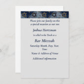 Bar Mitzvah Mazel Tov Blue Gray Star von David Einladung (Vorne/Hinten)