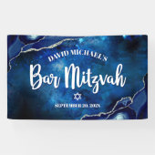 Bar Mitzvah Modern Blue Agate Watercolor Script Banner (Horizontal)
