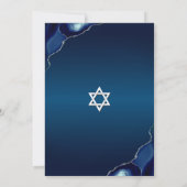 Bar Mitzvah Modern Blue Watercolor Agate Script Einladung (Rückseite)
