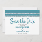 Bar Mitzvah Modern Bold Aquamarin Silver Tallit Sc Save The Date (Vorderseite)