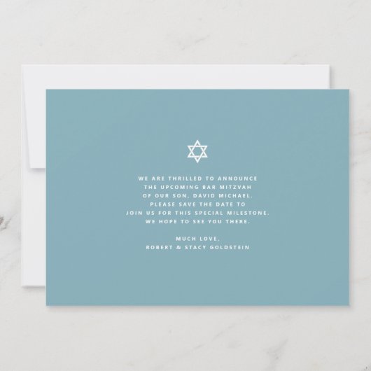 Bar Mitzvah Modern Bold Aquamarin Silver Tallit Sc Save The Date (Rückseite)