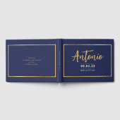 BAR MITZVAH modern faux gold name calligraphy navy Gästebuch (Voll)