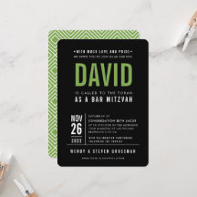 BAR MITZVAH modern fett Blocksatz schwarz grün
