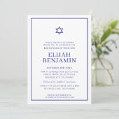 BAR MITZVAH modern minimal Sternrand königsblau Einladung (Stehend Vorderseite)