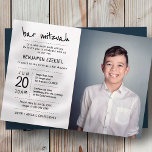 Bar Mitzvah Modern   Minimalistisches Foto Einladung<br><div class="desc">Besteht aus spielerischer Schrift- und Serifentypografie; Alles vor einem Hintergrund mit weißem Hintergrund. Dieses Design ist einfach,  modern und minimalistisch. Dieses wurde von Select Party Supplies entworfen,  exklusiv für Zazzle. Abrufbar unter: http://www.zazzle.com/selectpartysupplies</div>