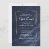 Bar Mitzvah Modern Monogram Gold Frame Einladung (Vorderseite)