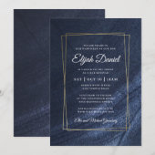 Bar Mitzvah Modern Monogram Gold Frame Einladung (Vorne/Hinten)