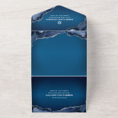 Bar Mitzvah Modern Navy Blue Ombre Agate Script All In One Einladung (Außenbereich)