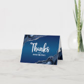 Bar Mitzvah Modern Navy Blue Ombre Agate Script Dankeskarte (Vorderseite)