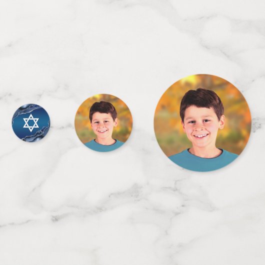 Bar Mitzvah Modern Navy Blue Ombre Agate Script Konfetti (Vorderseiten)